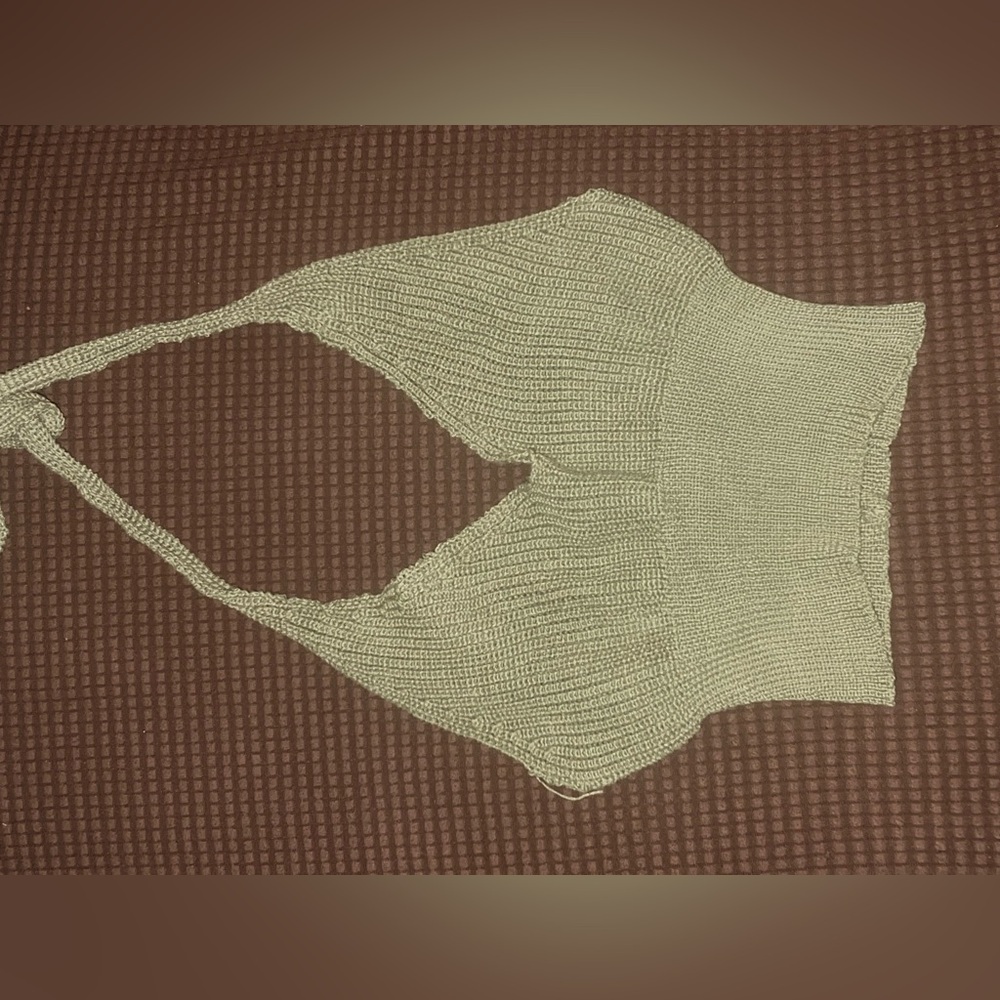 Knit Halter Crop Top in Sage Green - Women’s Small